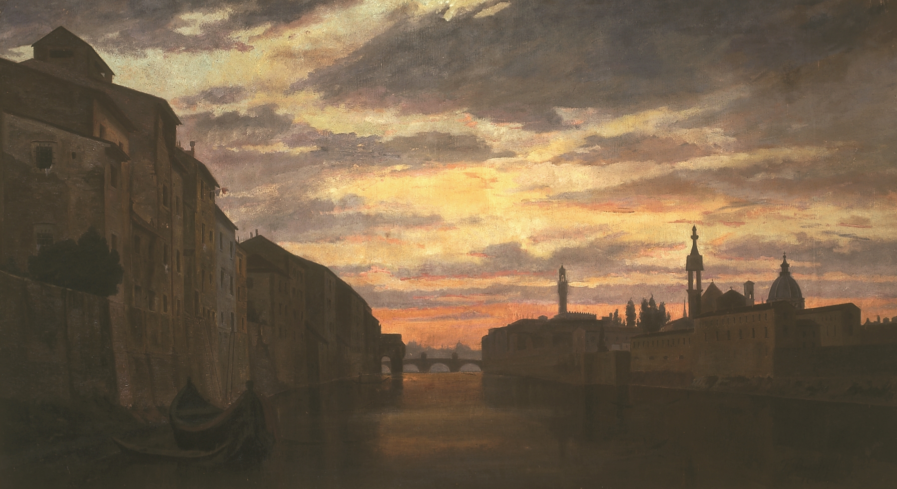 Atardecer en Florencia, Francisco Bushell y Laussat, 1864. Óleo sobre lienzo, 88x156 cm.